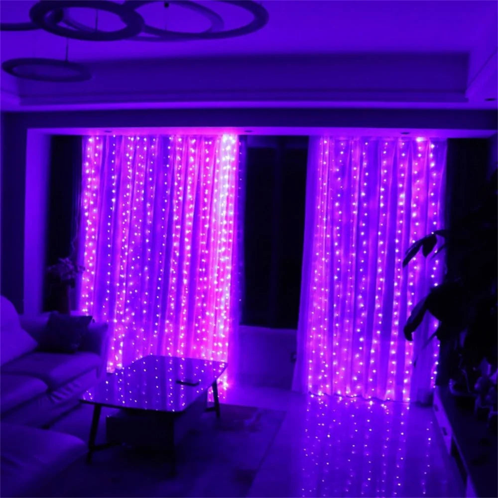 Christmas Home Decoration USB 8 Modes Fairy Garland Lights LED Curtain String Lights with Remote Control for Bedroom Wedding