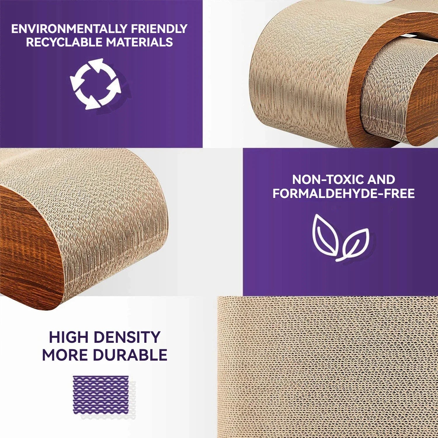 2 in 1 Cat Scratcher Cardboard Lounge Bed, Cat Scratching Post, Durable Board Pads Prevents Furniture Damage