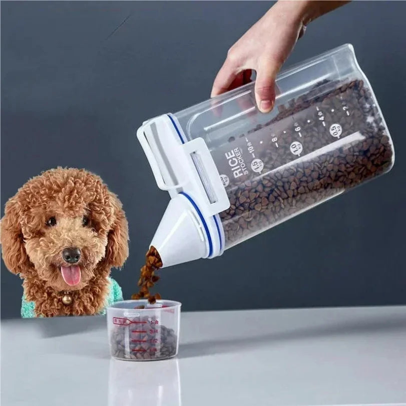 Airtight Dog Food Storage Container with Measuring Cup – Pour-Control Canister