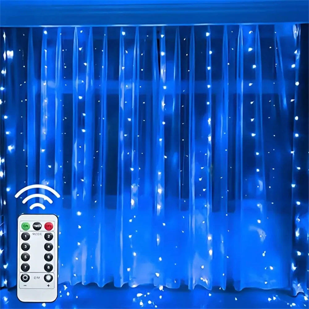Christmas Home Decoration USB 8 Modes Fairy Garland Lights LED Curtain String Lights with Remote Control for Bedroom Wedding