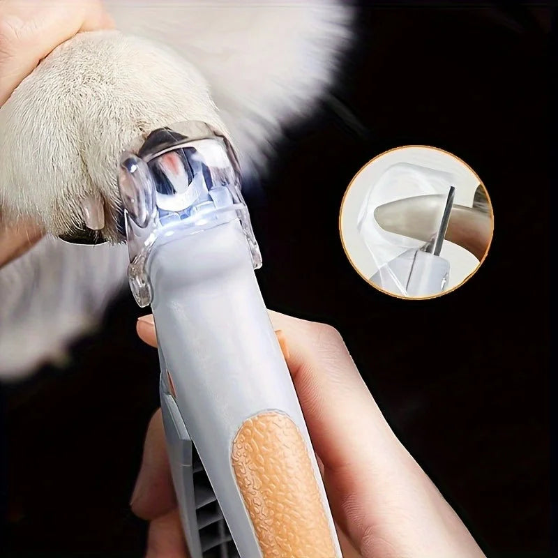 Pet Nail Clipper, Nail Trimmer for Dogs and Cats, Built-in LED Light, Steel Blades, Quick Trimming with Nail Collection