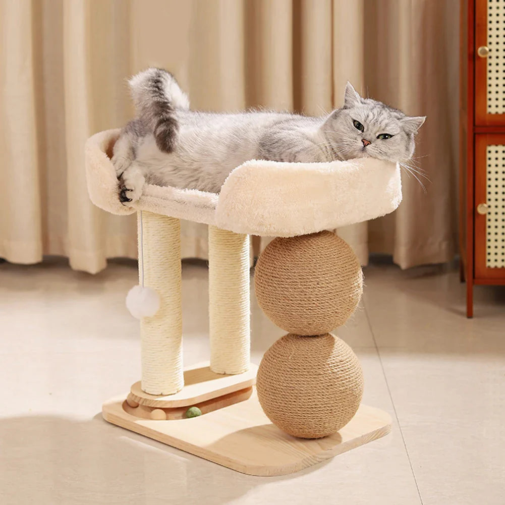 Cat Climbing Frame with Sisal Ball Cat Jumping Platform Wear Resist Integrated Sisal Bed Pet Supplies Climbing Frame